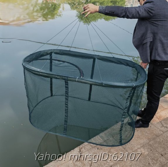 加厚養魚ネット箱 養殖網箱 養魚箱 存魚浮遊一時飼育魚保護脱走防止ネット 折りたたみ 装魚籠拍卖