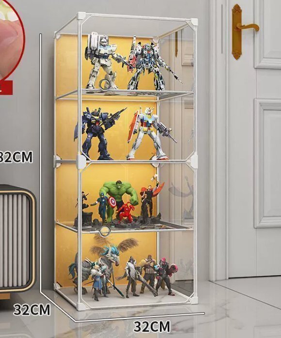 フィギュアショーケースレゴブロッククリア収納ケース大容量防塵フェイクアクリルガンダム置物棚4段拍卖