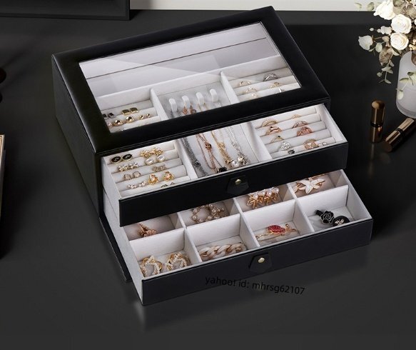 家庭用アクセサリーボックス3段組大容量アクセサリー収納ボックス高級感アイデア多機能アクセサリーボックス拍卖