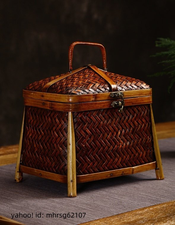 手作り竹編み収納ボックス茶器収納ボックス整理ボックス拍卖