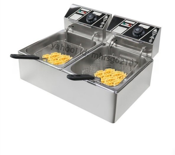 6L+6L電動商用電気フライヤー 大容量 201 ステンレス製 電気フライパン チキンの唐揚げ・チキンウイング .ポテトチップス用 フライ機拍卖