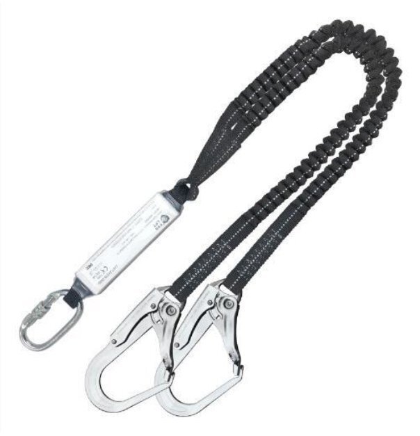 高品質★ 衝撃吸収 フルハーネス型用 2丁掛けタイプ ランヤード ダブルランヤード 伸縮 蛇腹式ロープ フック 安全帯用 60-120cm拍卖