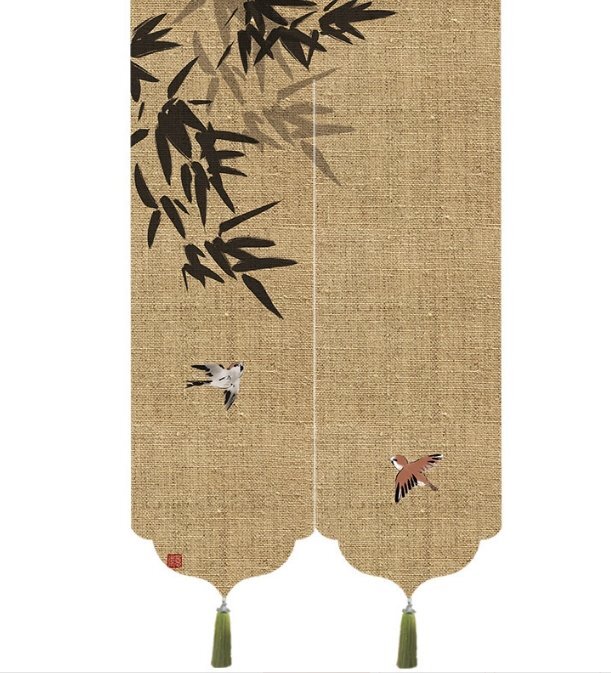 透かし暖簾布芸竹簾茶室禅意仕切り装飾簾フリンジ入戸透かし拍卖