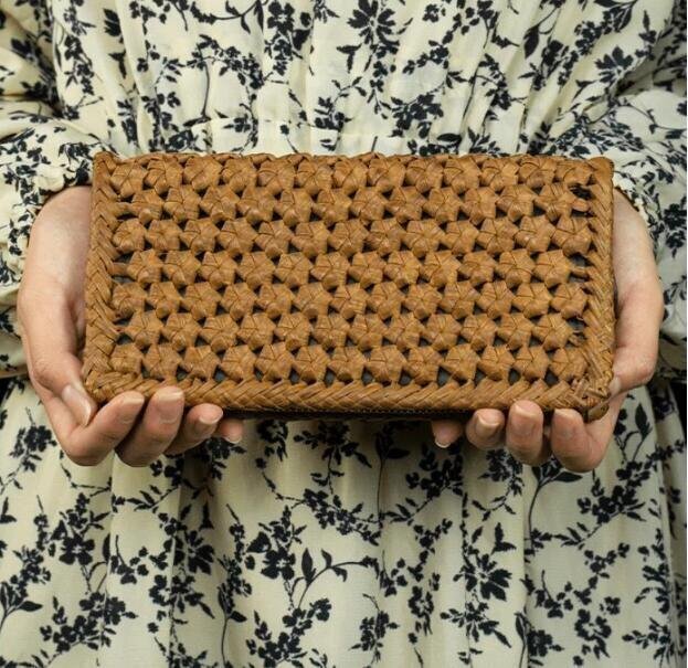 美品☆職人の手作り ぶどうのつるの財布 手編み山葡萄/六角編み拍卖