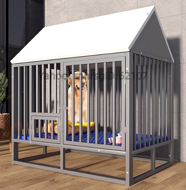 【中型~大型犬用】強化スチールケージ 太め角パイプ 屋内・屋外兼用 頑丈な犬小屋 小型犬も対応 折りたたみ可能拍卖