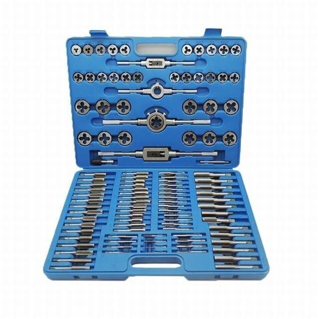 大好評☆タップ&ダイスセット 110pcsセット 工具 ねじ切り加工 ネジ穴 ネジ山 補修 修正 DIY 大工用具 ブルー拍卖
