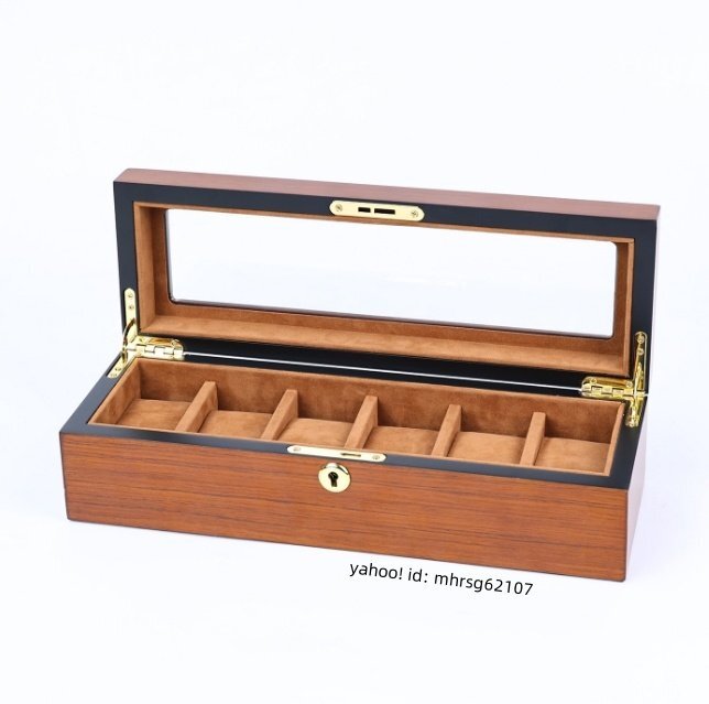 レトロなスペード木目のラッカーマット時計ディスプレイケースロック付き時計収納防塵収納ケース拍卖