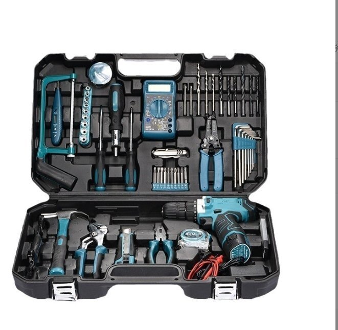 リチウムイオン63個セットツールボックスドリルセット多機能手動フルセット家庭用金物大全組み合わせセット拍卖