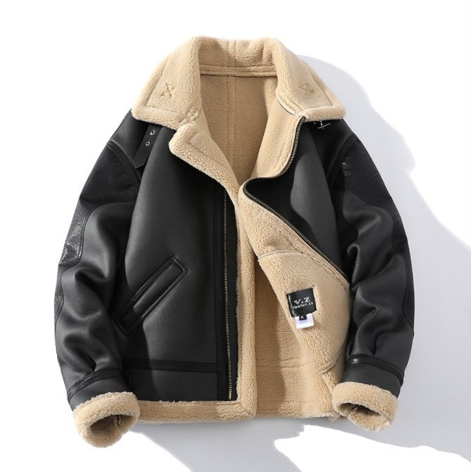 高品質/綺麗 ムートンコート ブルゾン ジャンバー 希少 毛皮 ファーコート フライトジャケット 防寒良品 厚手拍卖