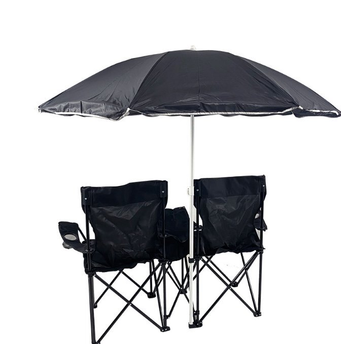 折りたたみ式ポータブルアウトドア傘付きダブルチェアキャンプチェア拍卖