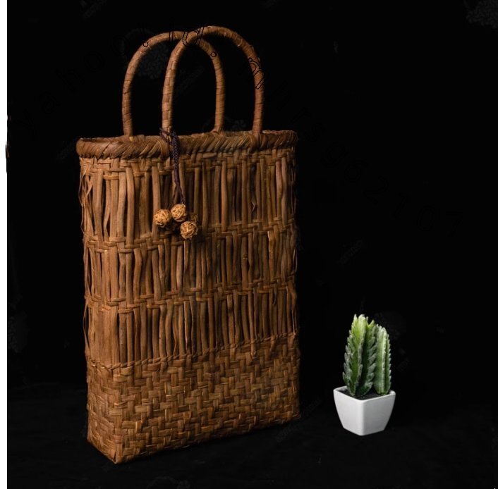 高品質★稀少★★職人手作り良品☆ 野山葡萄藤包かごバッグ 手編み山葡萄籠バッグ バスケット籐かご 高級UPハンドバック拍卖