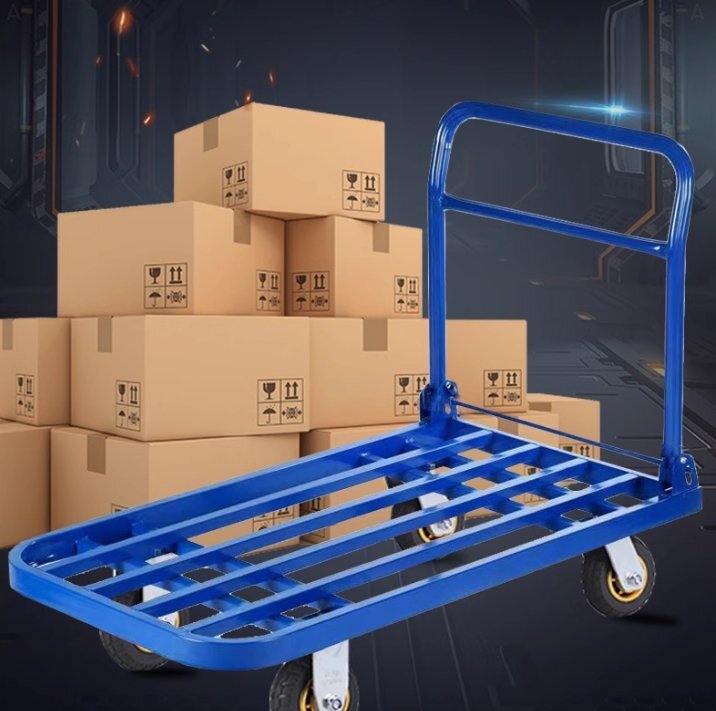 折畳み小型カート牽引方管カート運搬車鋼管台車トレーラー拍卖