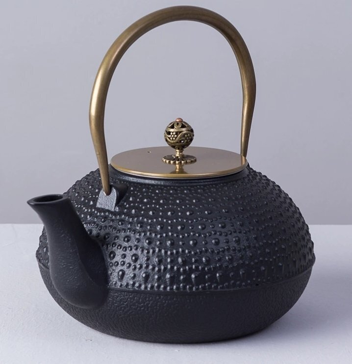 新品未使用★老鉄瓶 提梁壺★新品 茶道具 銅製蓋 銅製取っ手 対応 鉄やかん 鉄分補給 鉄びん★1.8L拍卖