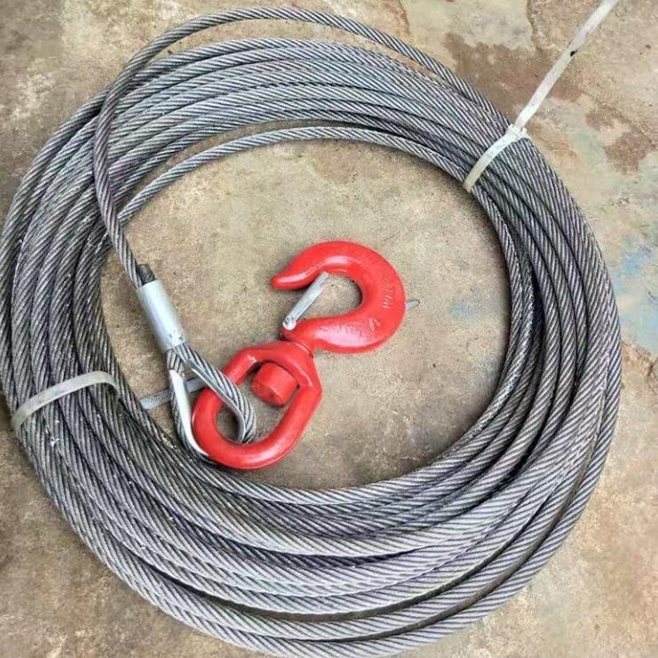 新品★ ウインチワイヤー ケーブル ワイヤーロープ 電動ウインチ用 10mm×20m フック付 耐荷重4t 亜鉛メッキ鋼製 積載車用拍卖