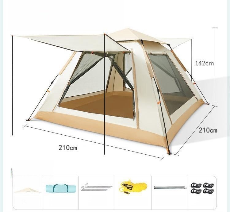 2024新作テント ワンタッチ 3-4人用 防風防水 uvカット 操作簡単 軽量 コンパクト アウトドア キャンプテント 登山 釣り 4.5kg拍卖
