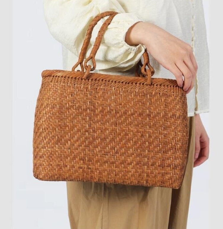 大容量★職人手作り良品 山葡萄かごバッグ 手編み山葡萄籠バッグ バスケット籐かご 高級UPハンドバック拍卖