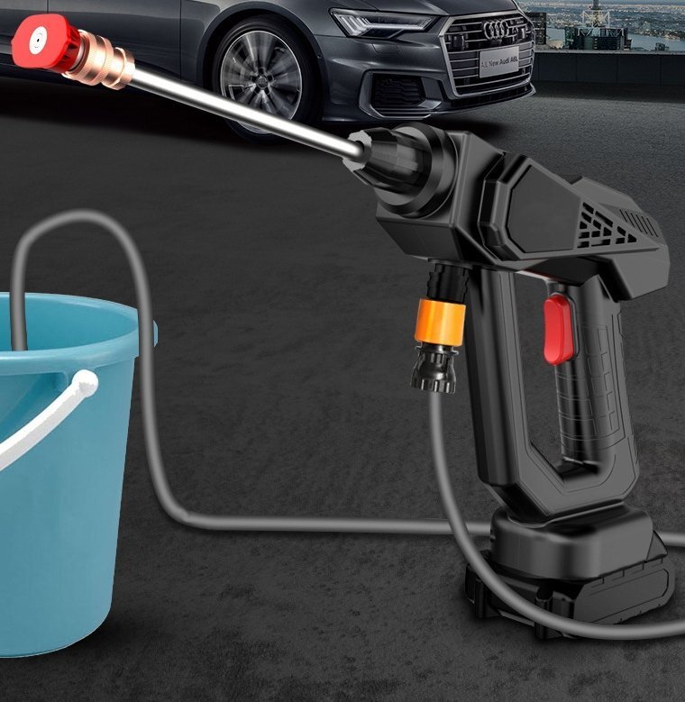 高圧洗車水鉄砲便携式リチウム電池洗車器車載無線洗車機専用高圧水鉄砲拍卖