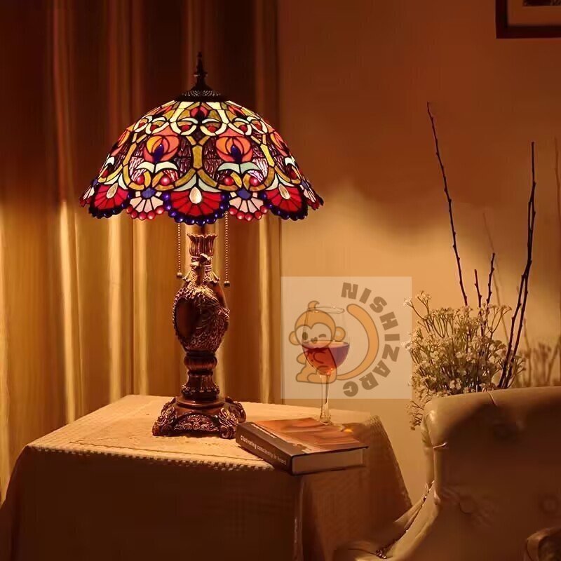 人気推薦◆【ステンドランプ ステンドグラス アンティーク 花柄】レトロな雰囲気がおしゃれ★ヴィンテージ ティファニー 照明拍卖