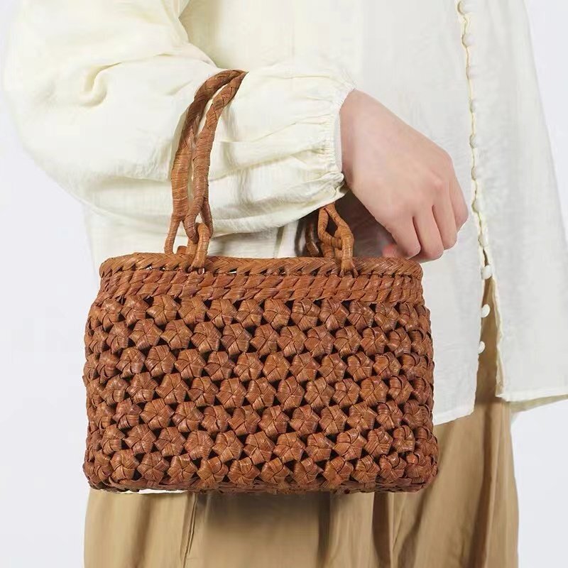 上品/綺麗★職人手作り良品 野山葡萄藤包かごバッグ 手編み山葡萄籠バッグ バスケット籐かご ハンドバック拍卖