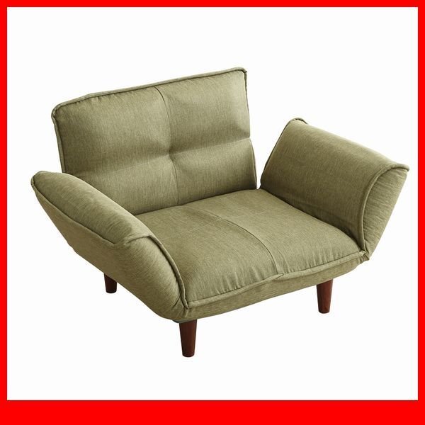 ソファ★1人掛け リクライニング カウチソファ/ローソファ 座椅子にも/布地 ポケットコイル/日本製 完成品/グリーン/特価 最安値/a2拍卖