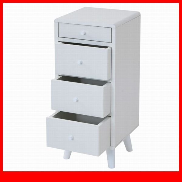 チェスト★新品/一人暮らしに寄り添う リビングチェスト/北欧風 コンパクト 幅30cm 4段4杯 背面化粧/ホワイト/a4拍卖