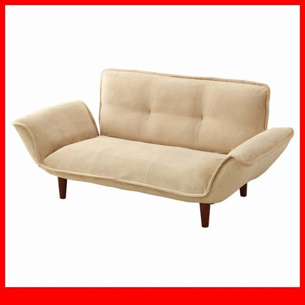 ソファ★新品/コンパクトカウチソファ ラブソファ2人掛け/ポケットコイル リクライニング 起毛タイプ 安心の日本製/ベージュ/a1拍卖