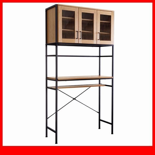 キッチン収納★新品/ヴィンテージごみ箱上ラック ワイド 幅94cm/木目調 ナチュラル/食器 家電収納/シャビーオーク/a1拍卖