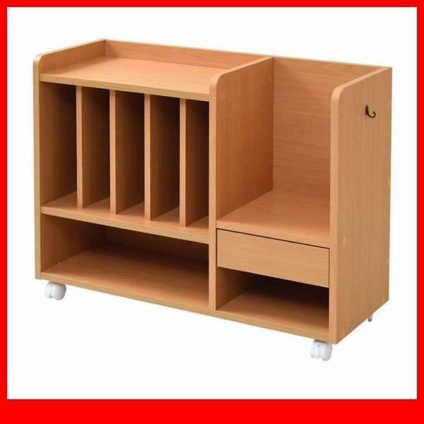 子供収納★多機能ランドセルラック カウンター下タイプ/本棚 整理棚 キャスター付き/整理整頓 SOHOにも/ナチュラル/a1拍卖