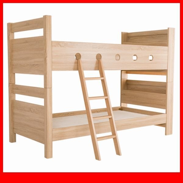 二段ベッド★木目調3Dシート 二段ベッド 宮棚付き/分割可 シングル×2 並べて キング 通気性の良いすのこ床 耐荷重300kg/ナチュラル/a1拍卖