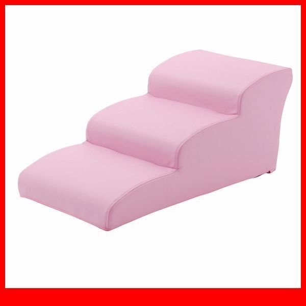 ペット用品★ドッグステップ 犬用階段3段タイプ/小型犬用 ヨークシャーテリア 他/ソファ ベッド の上り下り/日本製 PVCレザー/ピンク/a5拍卖