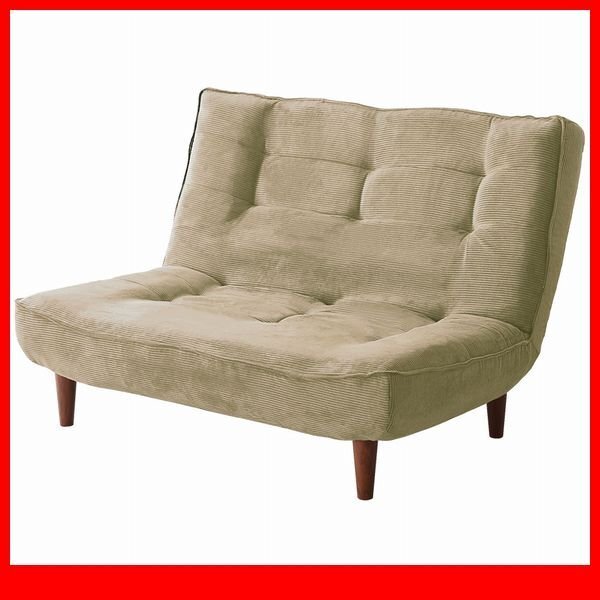 ソファ★新品/2人掛け 3段階リクライニング コーデュロイソファ/ファブリック ポケットコイル 安心の日本製 ロータイプにも/ベージュ/a1拍卖