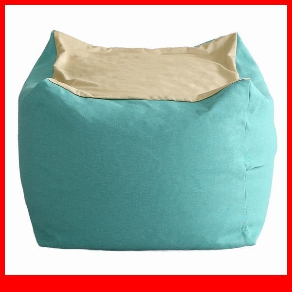 クッション★おしゃれでかわいいキューブ型ビーズクッション Mサイズ/日本製 洗えるカバー 布地/ソファ 椅子 スツール/ターコイズブルー/a6拍卖