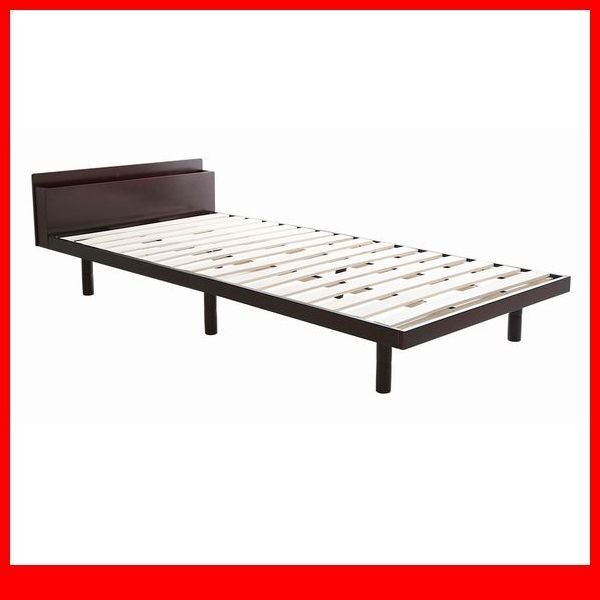 すのこベッド★宮棚付き 3段階高さ調節 脚付きすのこベッド/シングル/コンセント付き 北欧産パイン材 簡単組み立て/ブラウン/a1拍卖