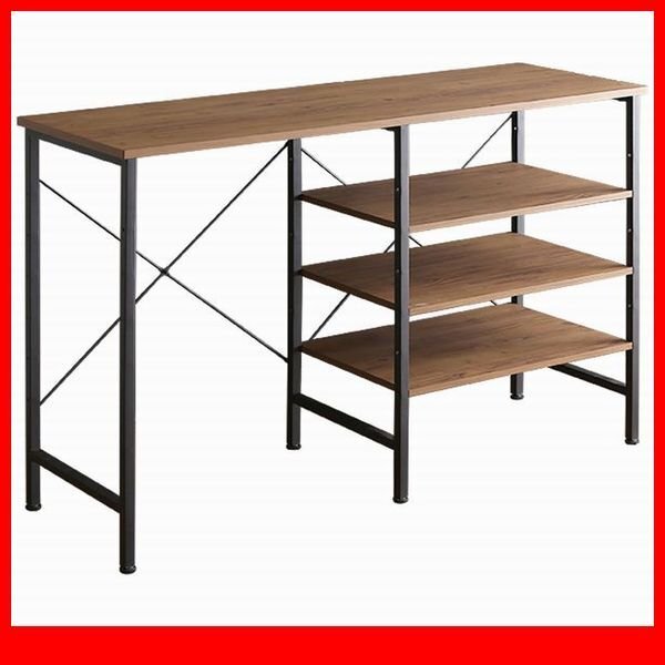 キッチン収納★新品/ヴィンテージ ごみ箱上キッチンカウンター 120cm幅/リビングのシェルフにも 可動 収納棚/ウォールナット ブラック/a3拍卖