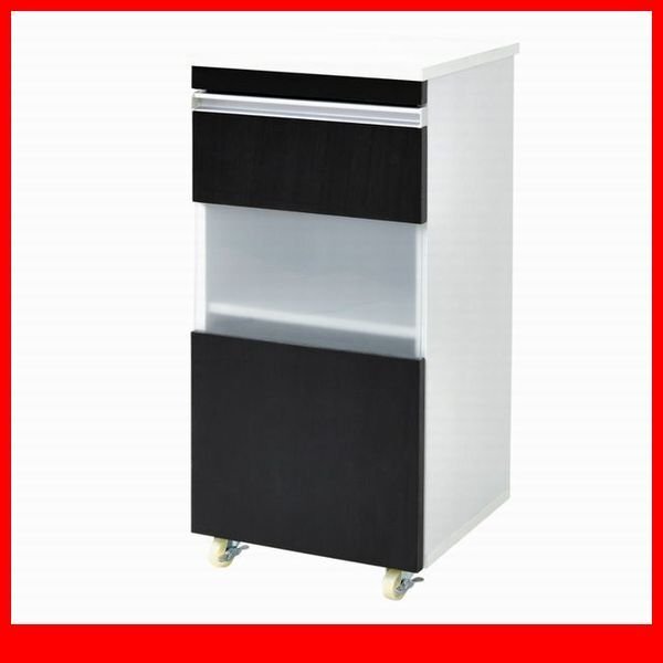 家電ラック★新品/キッチン収納 キッチンキャビネット/隙間家具 幅40cm 食器棚 ワゴン 可動棚 キャンスター付き/白 ダークブラウン/a3拍卖