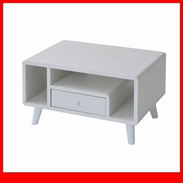 テーブル★新品/一人暮らしに寄り添う リビングテーブル/北欧風 コンパクト 幅60cm 収納多数 背面化粧/ホワイト/a4拍卖