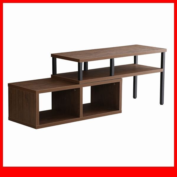 テレビ台★ヴィンテージ伸縮テレビ台/ロータイプ コンパクト W75~135伸縮 回転 コーナーにも/32インチ/ウォールナット ブラウン系/特価/a3拍卖