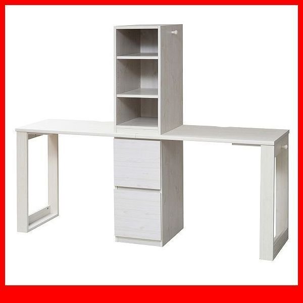 机★コンパクトデスクシリーズ ラック+チェストタイプ 2台セット ツインデスク/学習デスク 事務デスク 子供~大人まで/ホワイト/a3拍卖