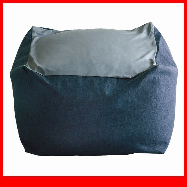 クッション★おしゃれなキューブ型ビーズクッション XLサイズ/日本製 洗えるカバー 布地/ソファ 椅子 スツール/ダークカラー/ブルー/a3拍卖