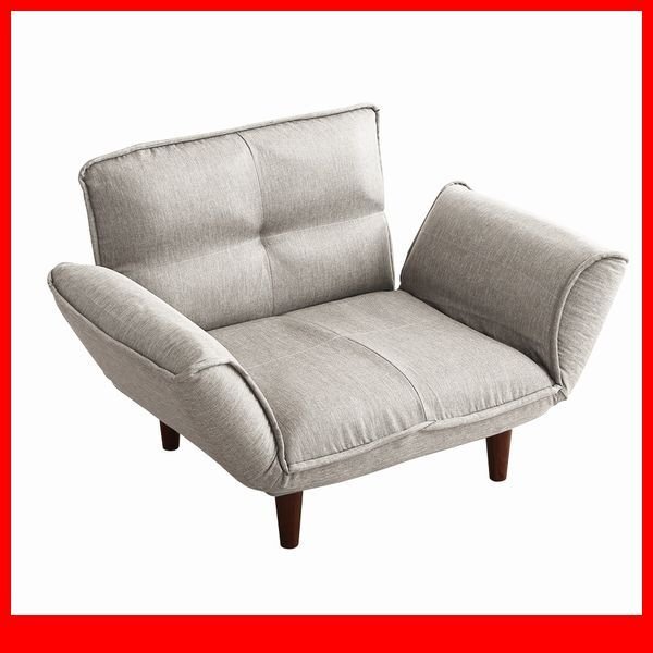 ソファ★1人掛け リクライニング カウチソファ/ローソファ 座椅子にも/布地 ポケットコイル/日本製 完成品/グレー/特価 最安値/a3拍卖