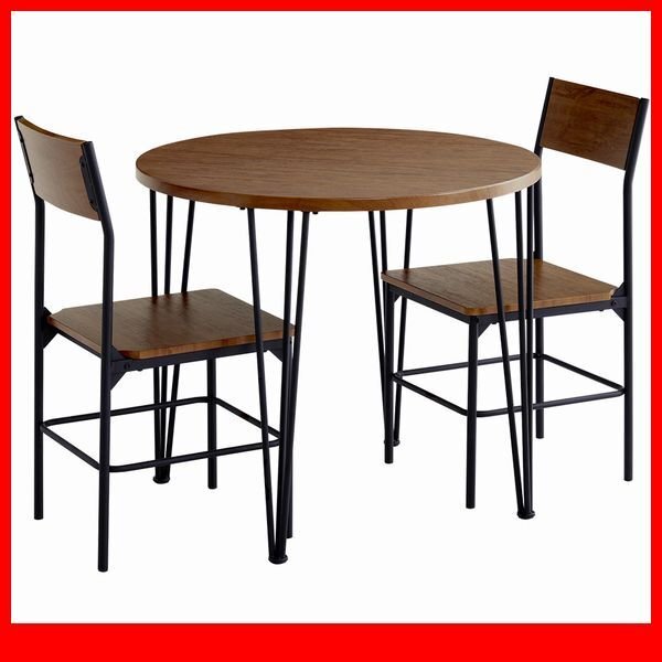 ダイニングセット★新品/円形ダイニング3点セット/80cm幅テーブル 椅子×2/コンパクト 木目調 濃茶/ウォールナット/a3拍卖