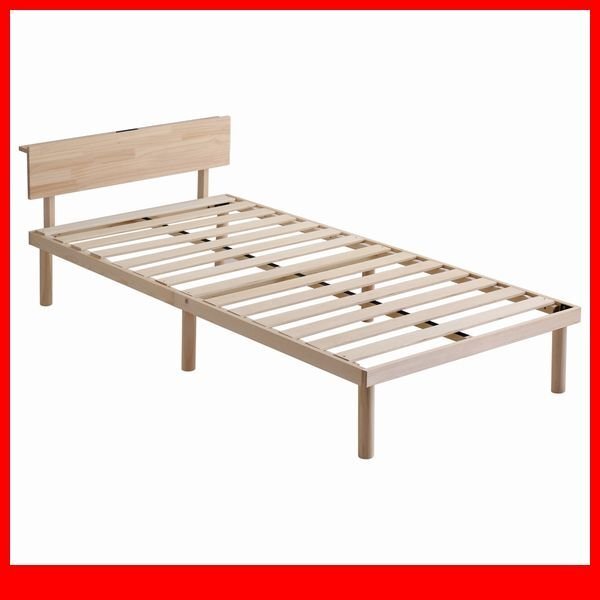 ベッド★新品/宮付き パイン材高さ2段階調整脚付きすのこベッド シングル/通気性 耐久性 頑丈 低ホルムアルデヒド/ナチュラル/a3拍卖