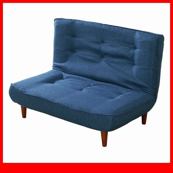ソファ★2人掛ハイバックソファ 布地 ローソファ 座椅子に ポケットコイル 3段階リクライニング 日本製 完成品/ネイビー/a4拍卖