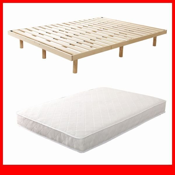 すのこベッド★ポケットコイルマットレス付き 3段階高さ調節 脚付きすのこベッド/ダブル/コンセント付 北欧産パイン材/ナチュラル/a3拍卖