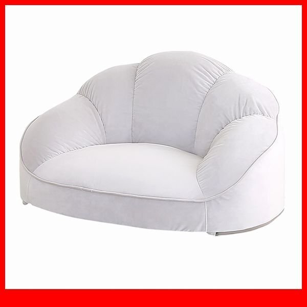 ソファ★新品/大人かわいいインテリア ローソファ 1人掛け/キュートなフォルム コンパクト ベロア調生地 安心の日本製/グレー/a3拍卖