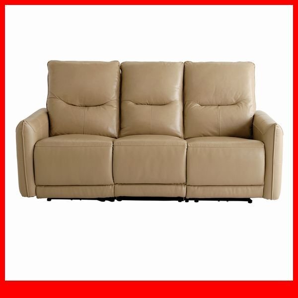 ソファ★新品/イタリアンレザー 3人掛け 電動リクライニング/ポケットコイル テーブル機能 USBポート付/グレージュ/a4拍卖