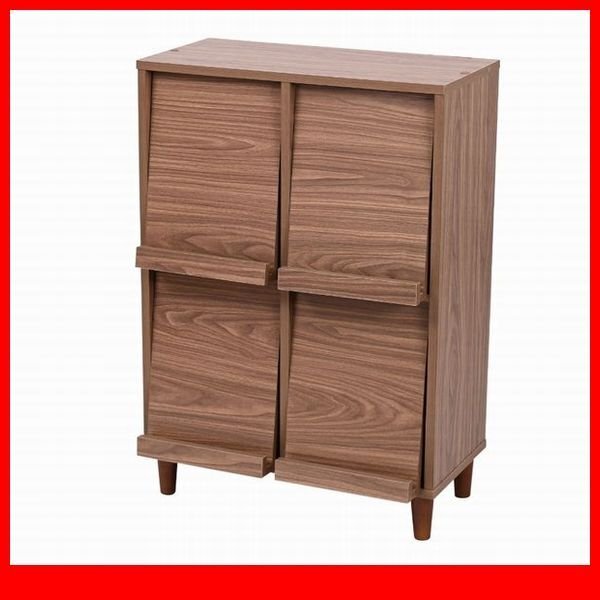 キャビネット★新品/Adatto 4フラップ/フラップ扉-本棚 ディスプレイラック 多目的収納/ブラウン/a1拍卖