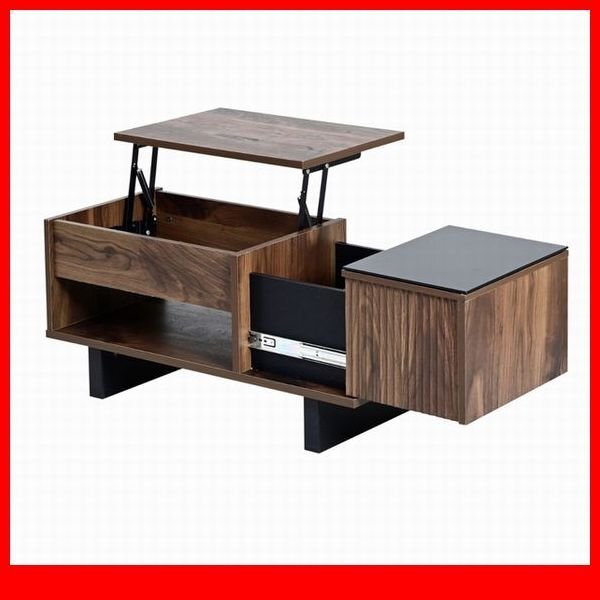 テーブル★新品/和洋折衷 和モダン リフティングテーブル/幅80cm リビング センターテーブル/木目調 ブラウン ブラック ツートーン/a1拍卖