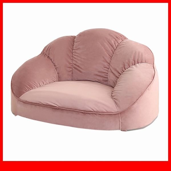 ソファ★新品/大人かわいいインテリア ローソファ 1人掛け/キュートなフォルム コンパクト ベロア調生地 安心の日本製/ピンク/a5拍卖