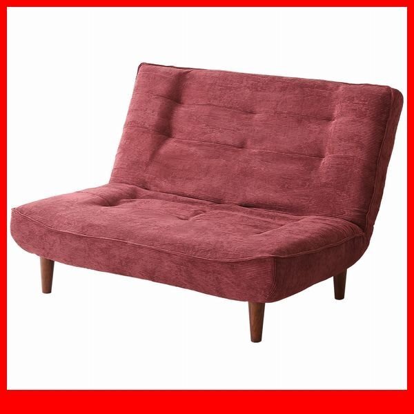 ソファ★新品/2人掛け 3段階リクライニング コーデュロイソファ/ファブリック ポケットコイル 安心の日本製 ロータイプにも/レッド/a5拍卖